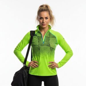 Nike Pro Green Print Half Zip Long Sleeve Sport Athletic Top M